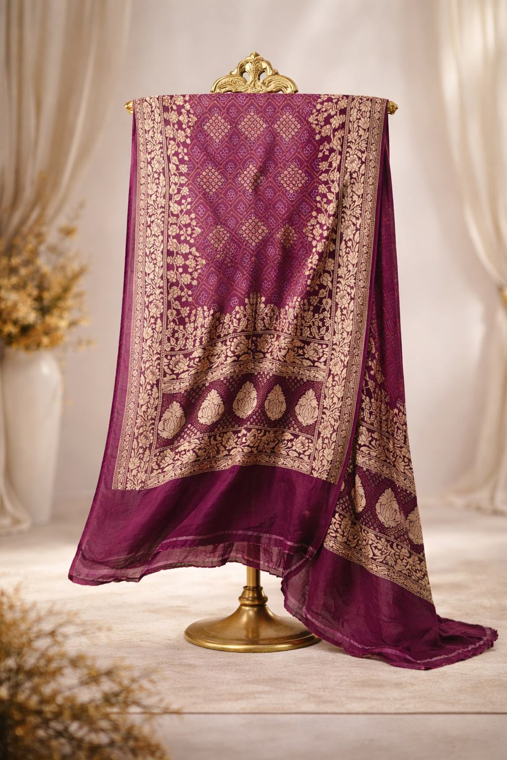 Magenta Georgette Dupatta | BDU 1101
