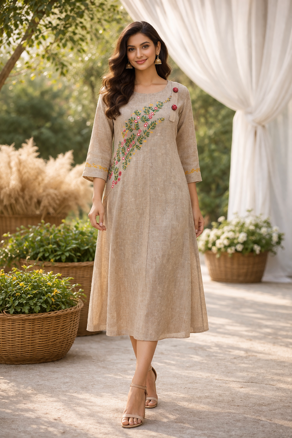 Jute hand embroidered dress | SP 070