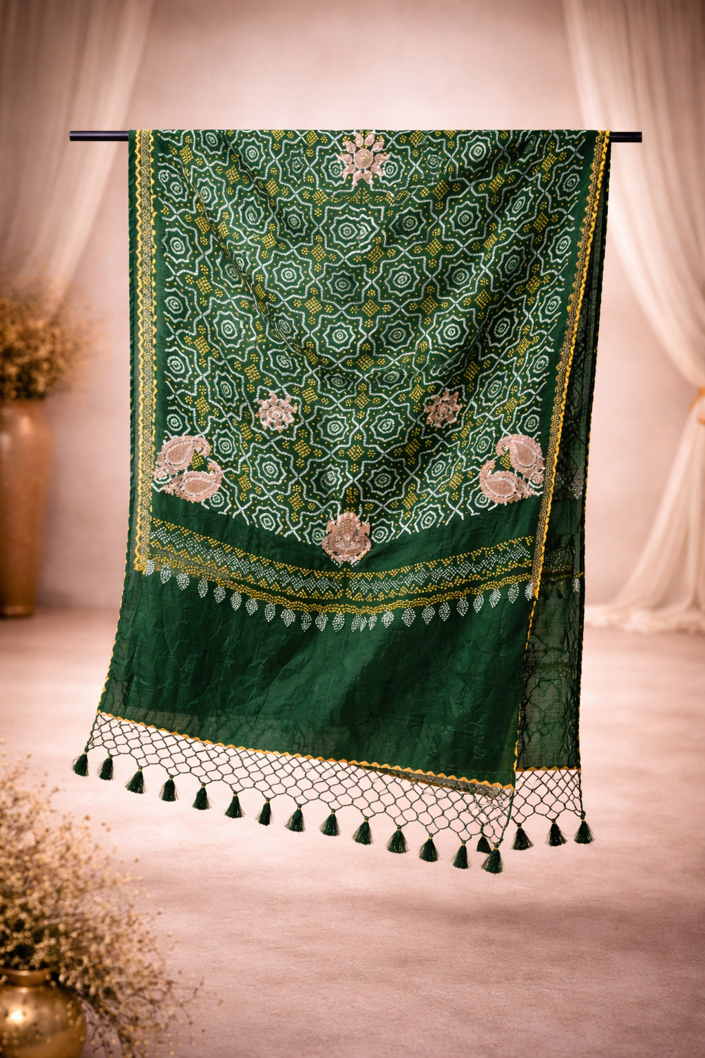 Hand Embroidered Bandhej Dupatta | BDU 1011