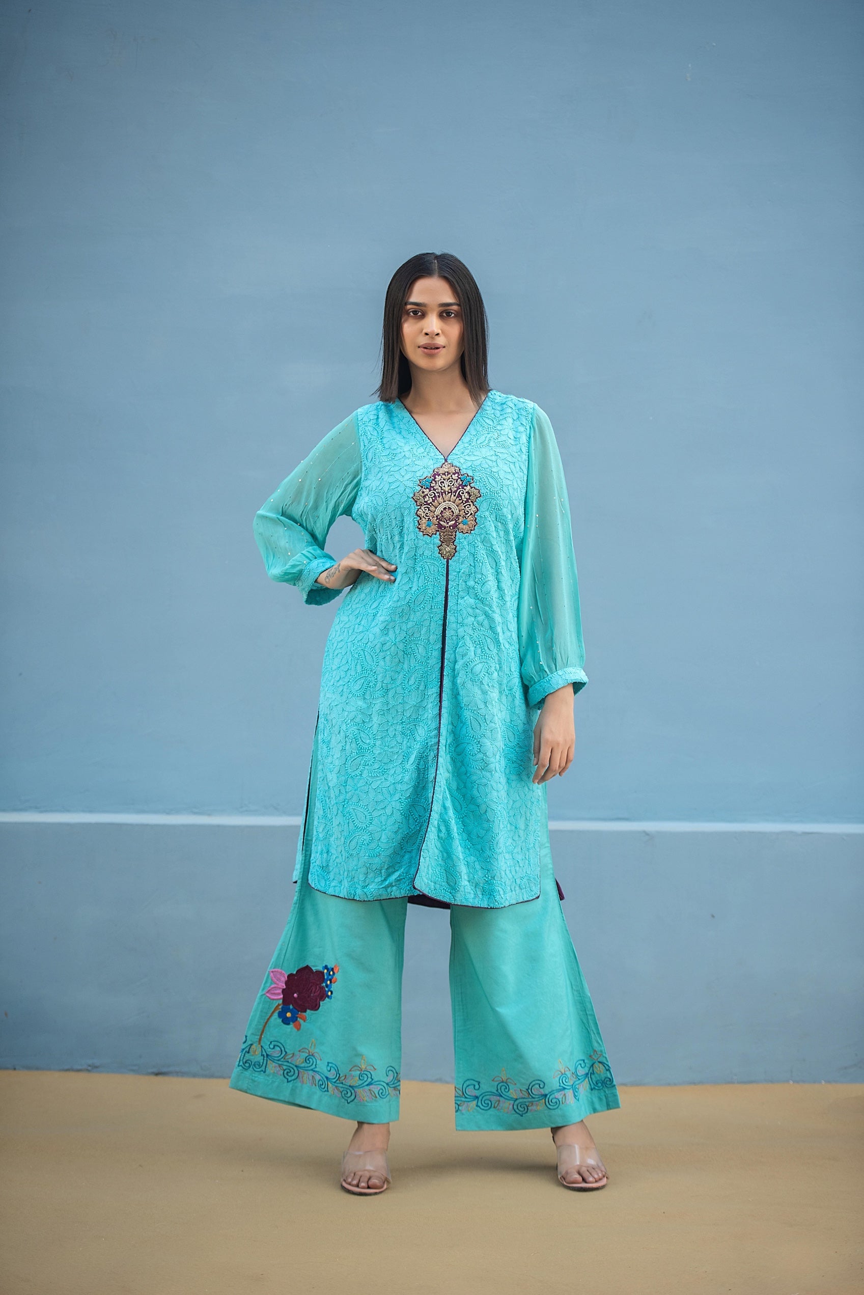 Hand embroidered Plazzo Set | SP 036