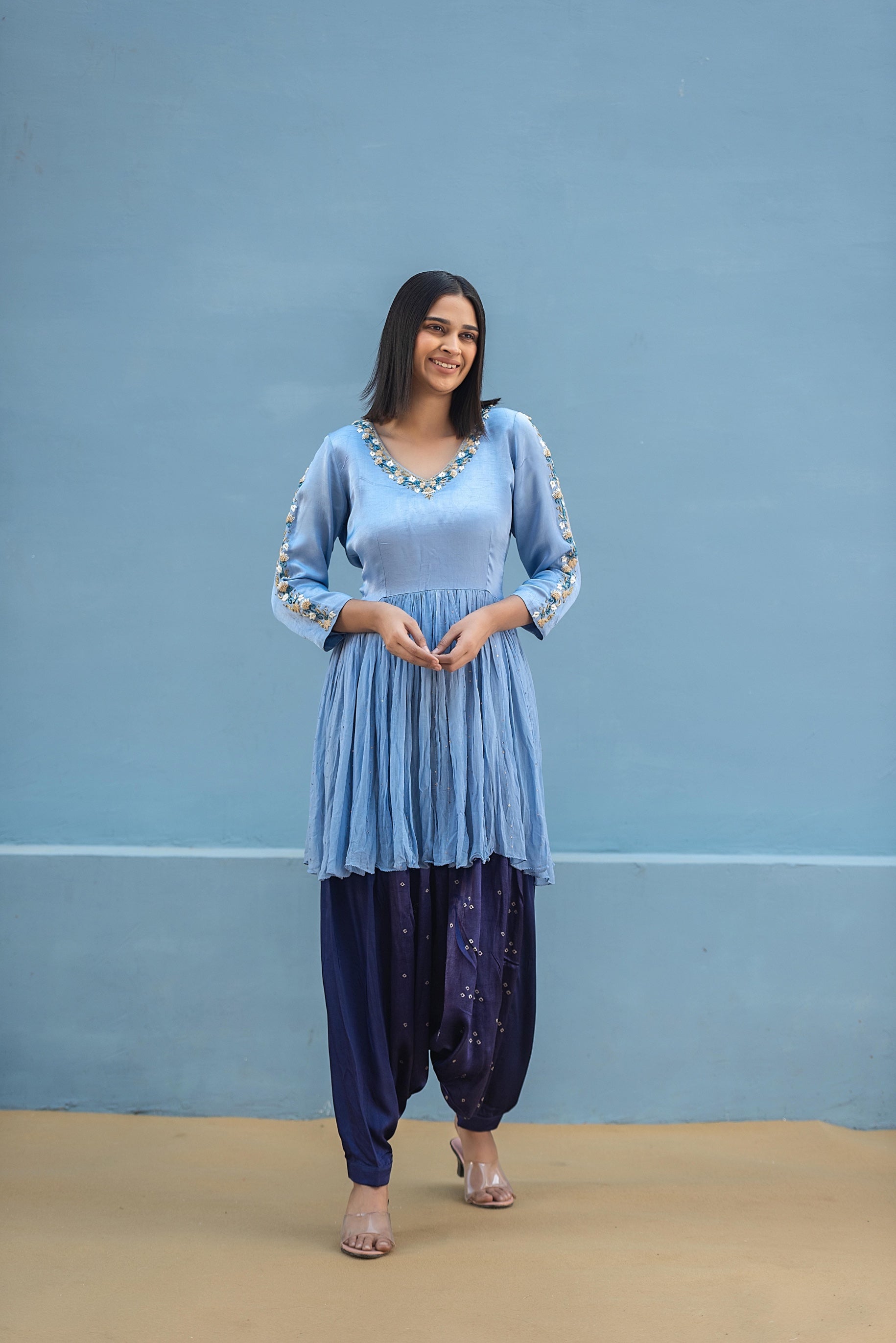 Powder Blue Dhoti Set | SP 031