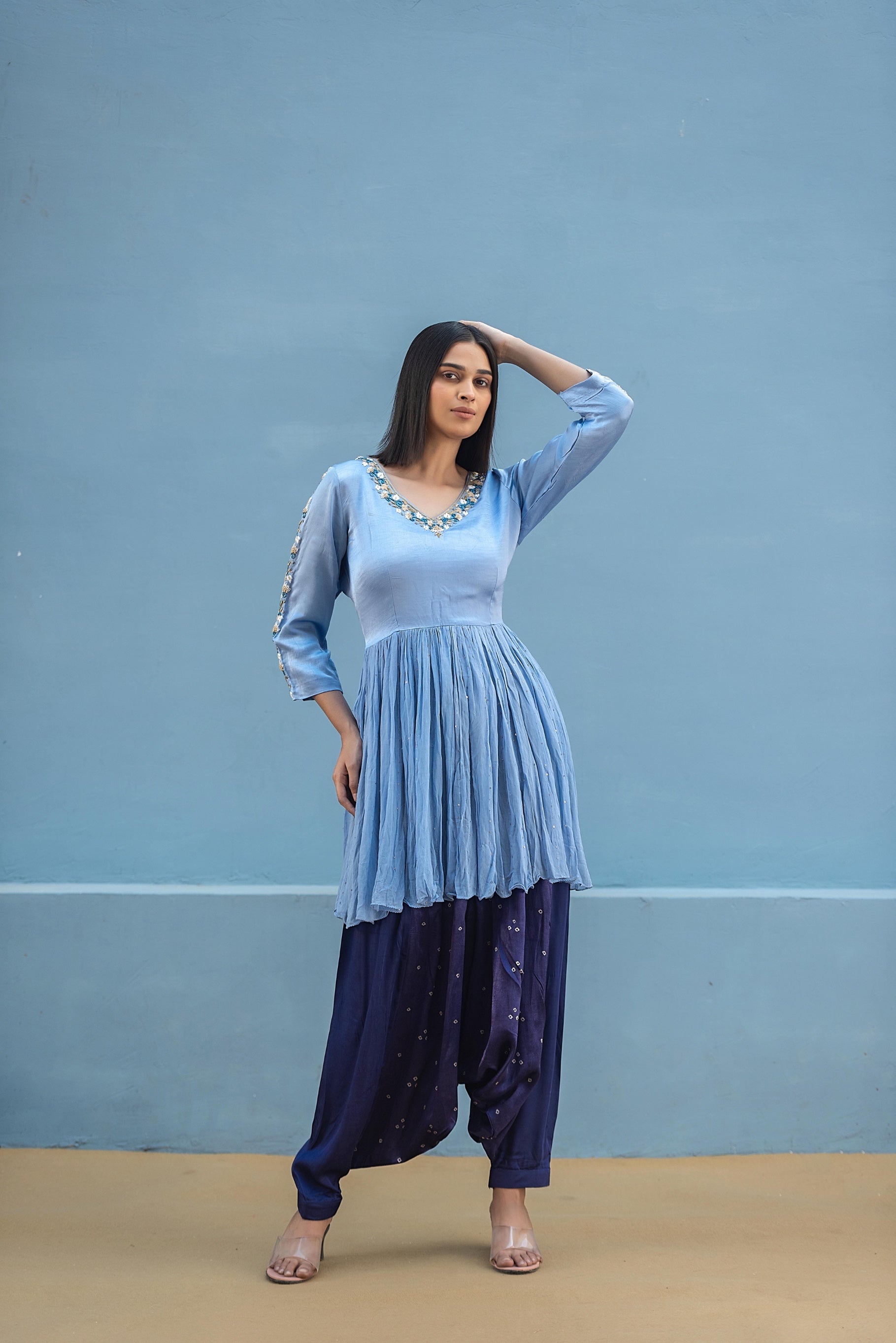 Powder Blue Dhoti Set | SP 031