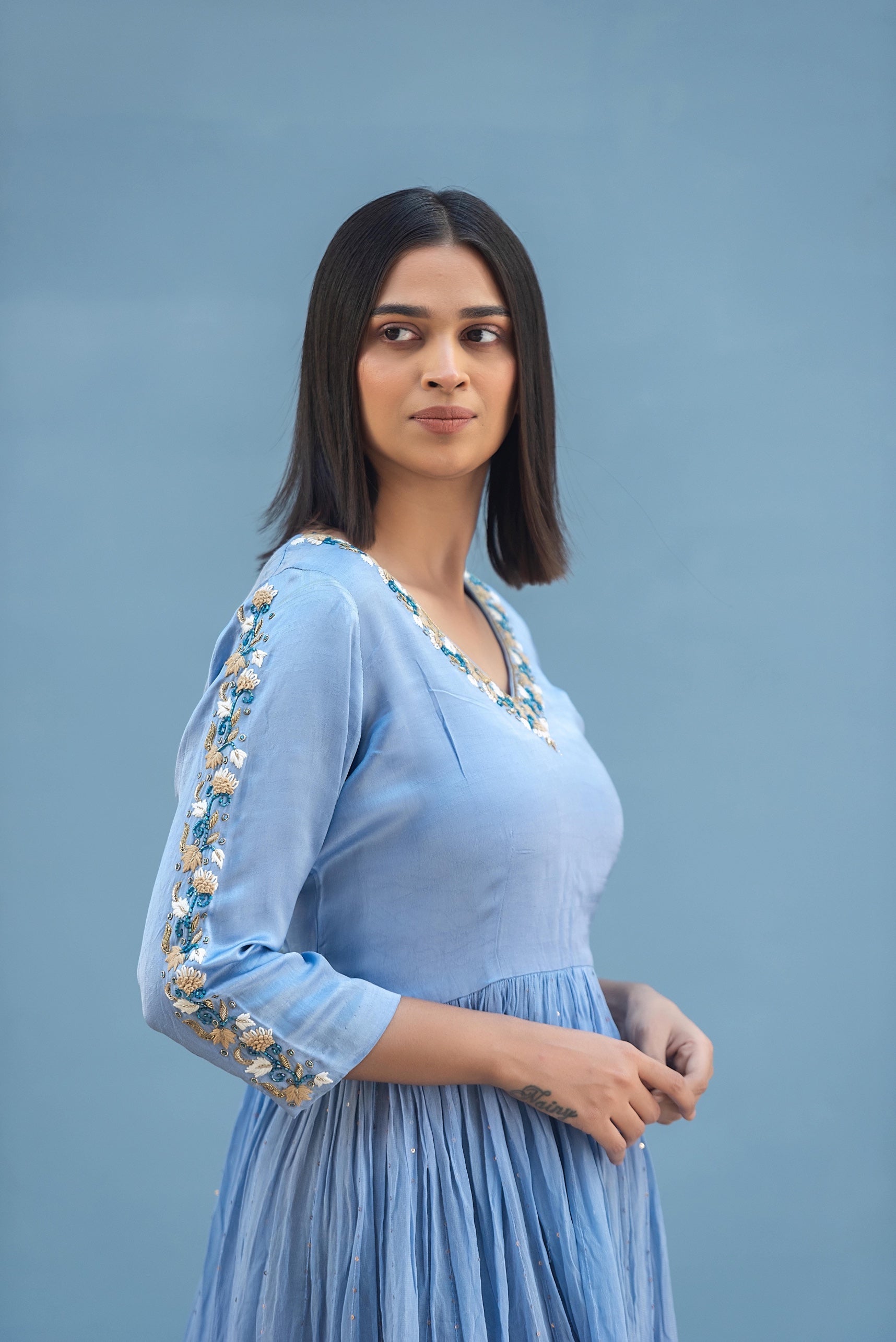 Powder Blue Dhoti Set | SP 031