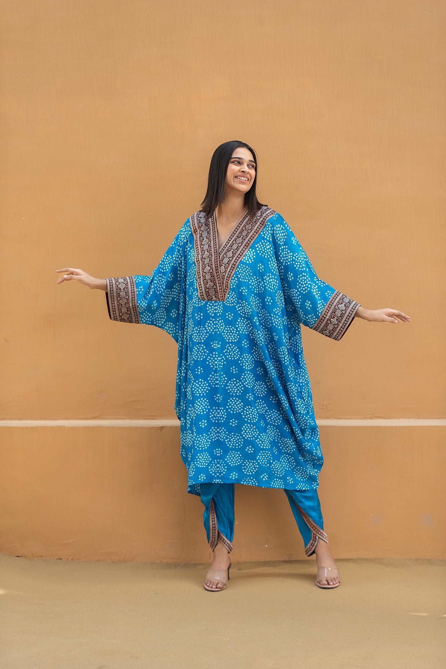 Bandhej Dhoti Kaftan Set | SP 013