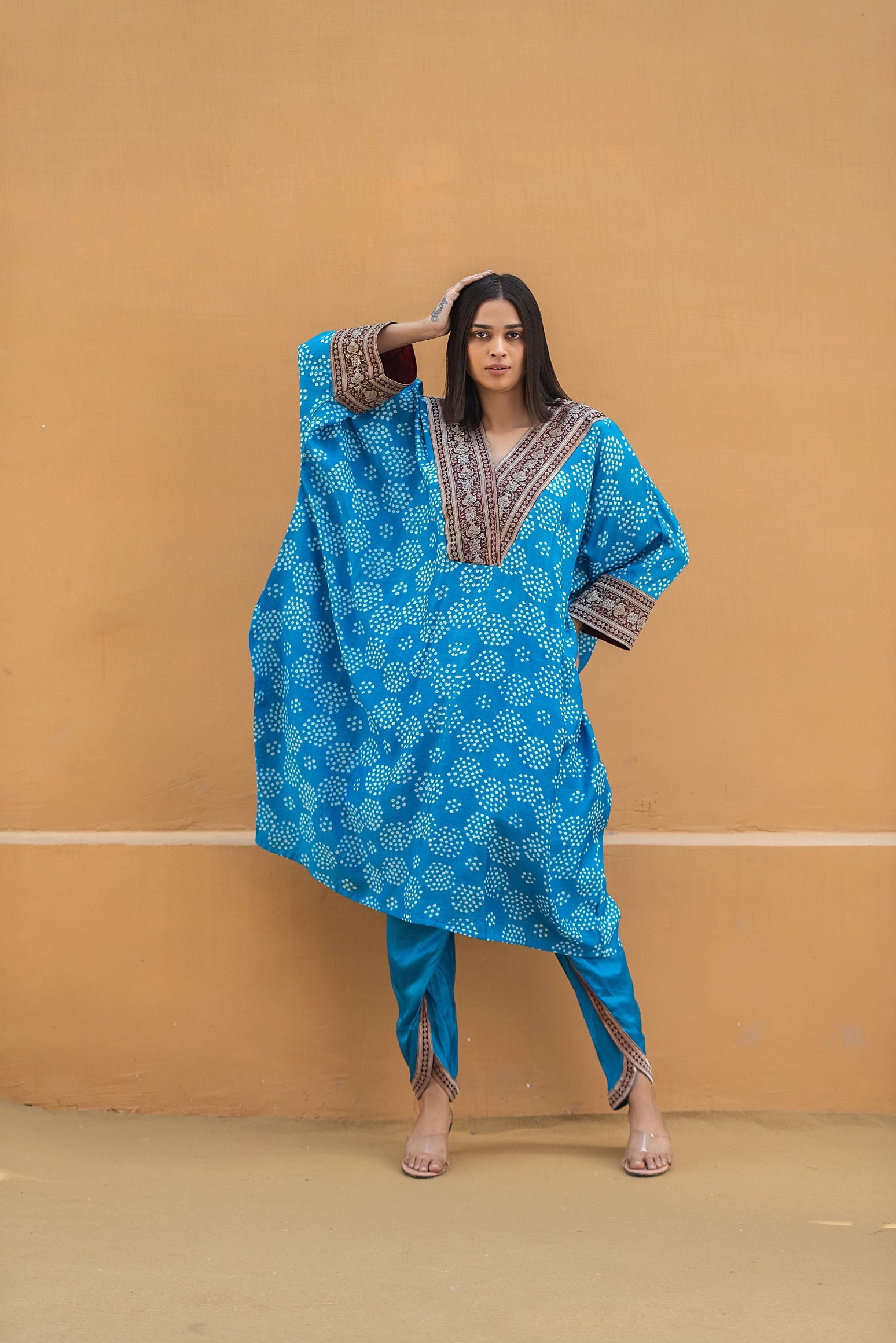Bandhej Dhoti Kaftan Set | SP 013