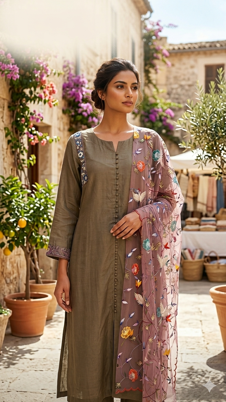 Hand Embroidered Straight Suit| SP 028