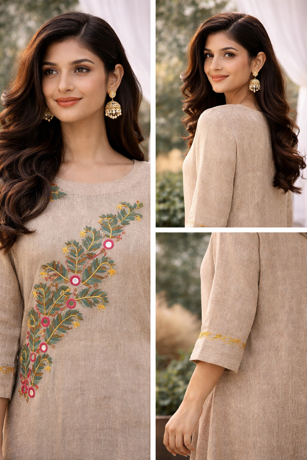 Jute hand embroidered dress | SP 070